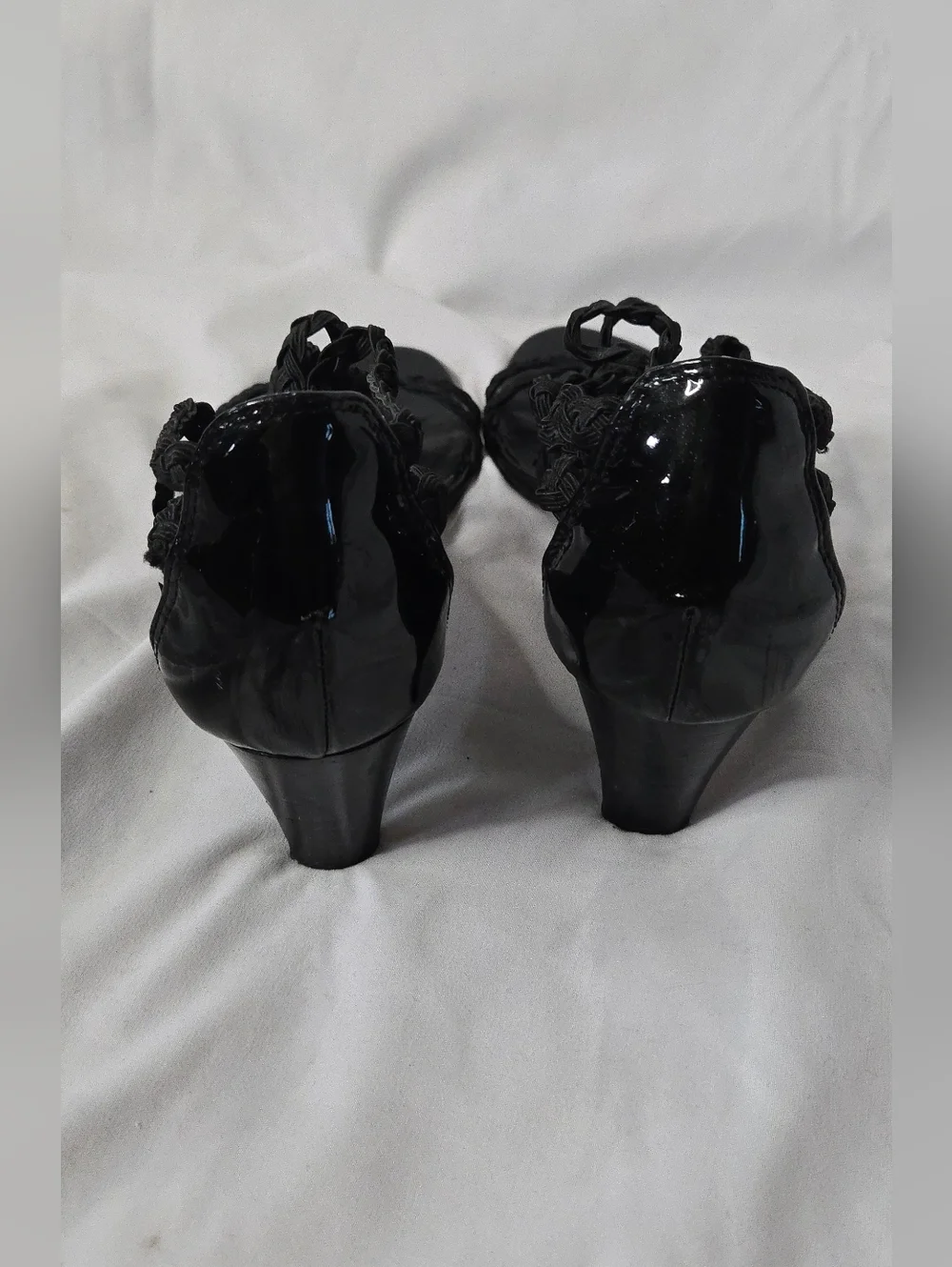 Donald J. Pliner Runa Black Braided Strappy Mid Heel Sandals Women's 7